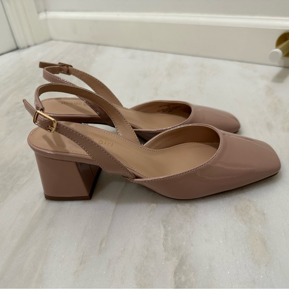 Elegant Pink Nude Slingback Block Heels madden girl